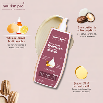 Warming Body Lotion | Ginger Oil, Vitamins, Shea butter & Active peptides | Vanilla Caramel | 400ML
