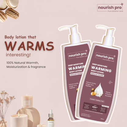 Warming Body Lotion | Ginger Oil, Vitamins, Shea butter & Active peptides | Vanilla Caramel | 400ML