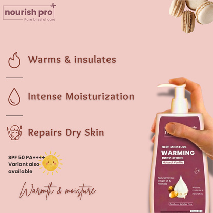 Warming Body Lotion | Ginger Oil, Vitamins, Shea butter & Active peptides | Vanilla Caramel | 400ML